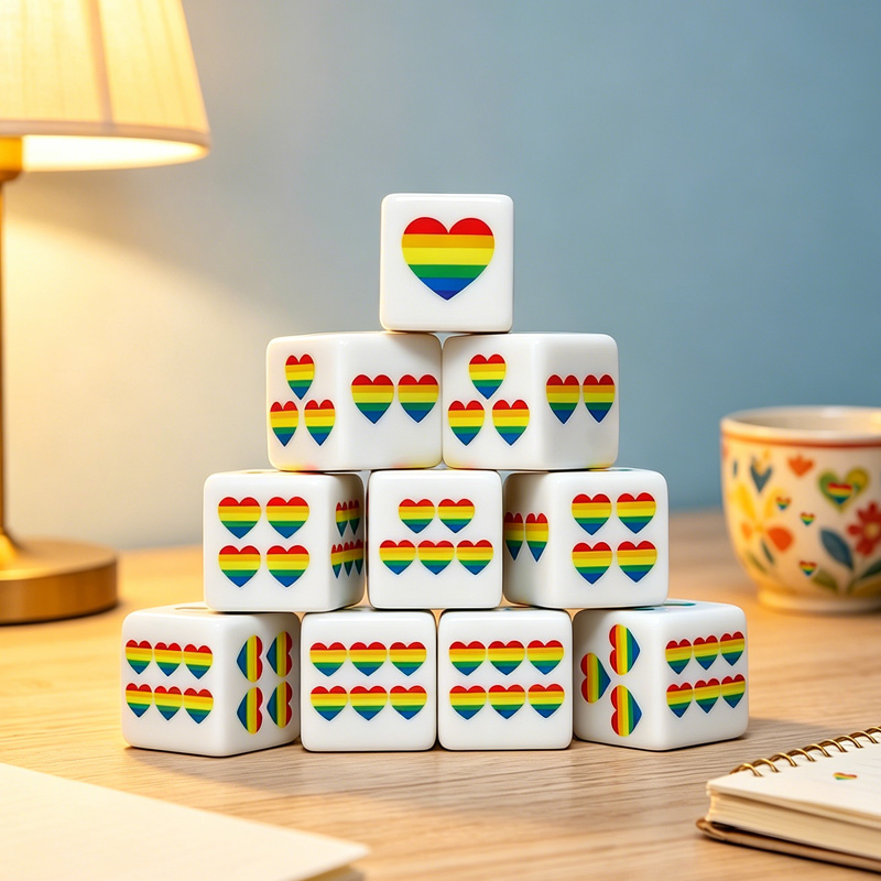 Board Game Live - CANDYPIXEL 12 stuks Rainbow Heart D6